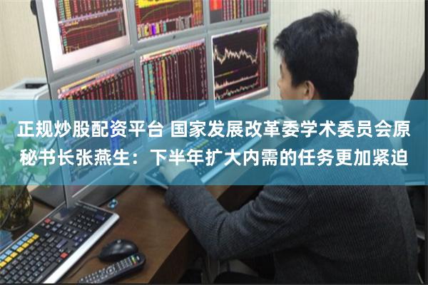 正规炒股配资平台 国家发展改革委学术委员会原秘书长张燕生：下半年扩大内需的任务更加紧迫