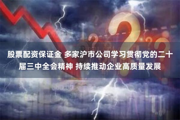 股票配资保证金 多家沪市公司学习贯彻党的二十届三中全会精神 持续推动企业高质量发展